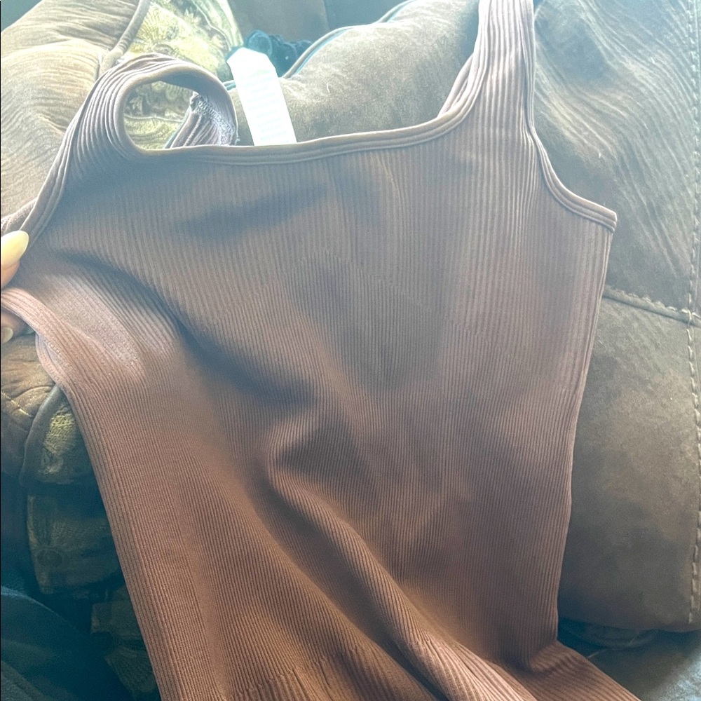 Brown Ribbed jumpsuit. S/M
